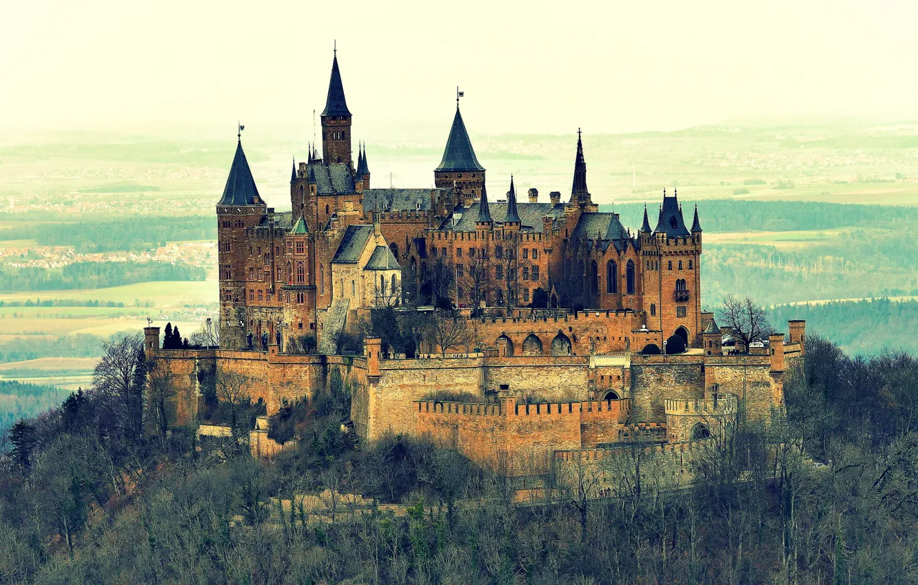 Photo wallpaper landscape, mountains, nature, Germany, castle, Hohenzollern, Hohenzollern Castle, castle