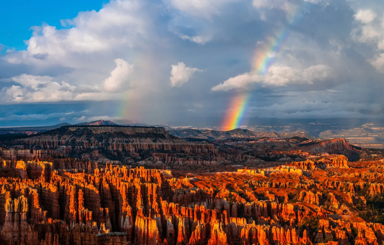 Photo wallpaper mountains, rocks, rainbow, The Grand Canyon, canyons