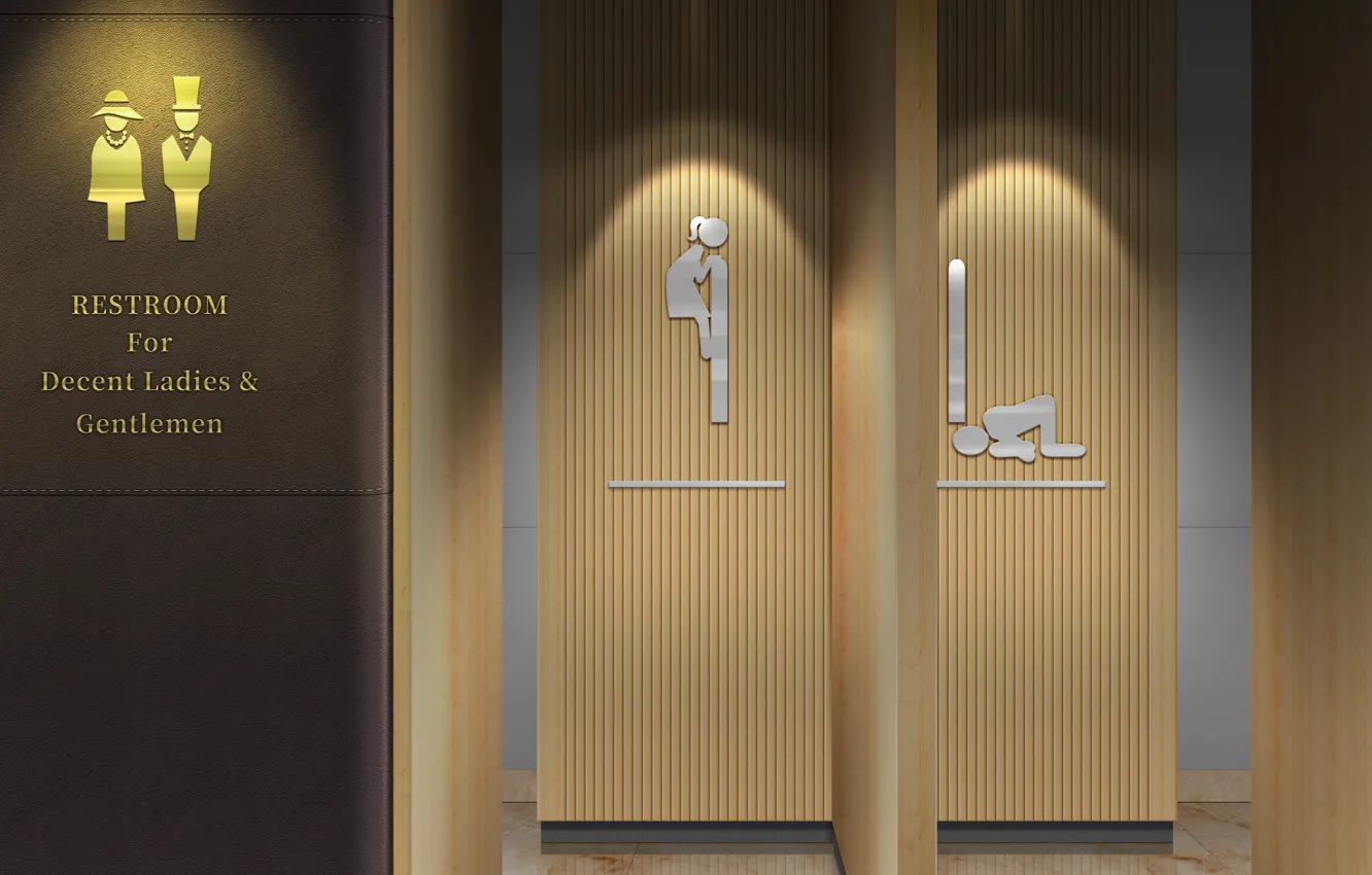 Photo wallpaper humor, toilet, public restroom