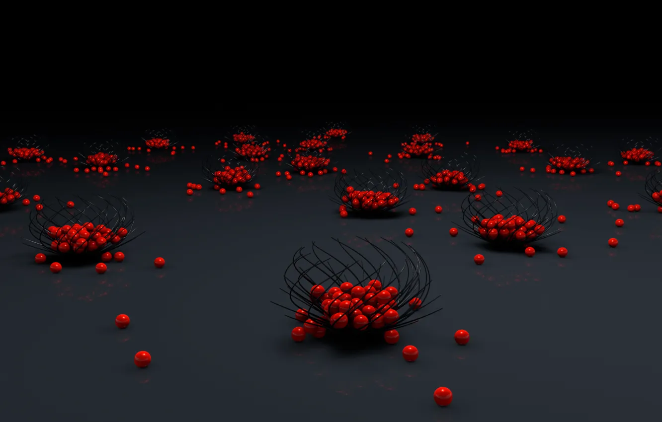 Photo wallpaper grey, basket, red fruit