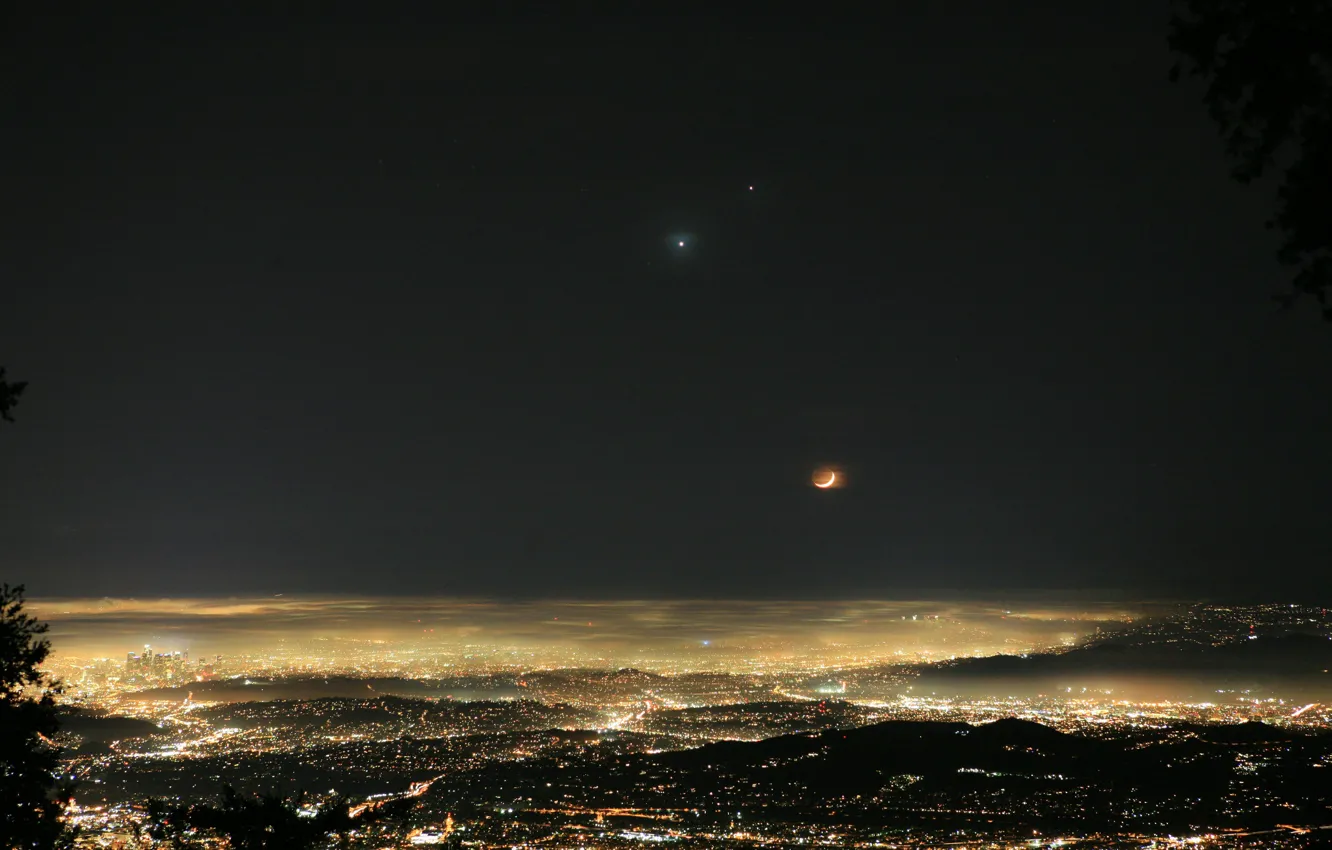 Photo wallpaper night, lights, Los Angeles