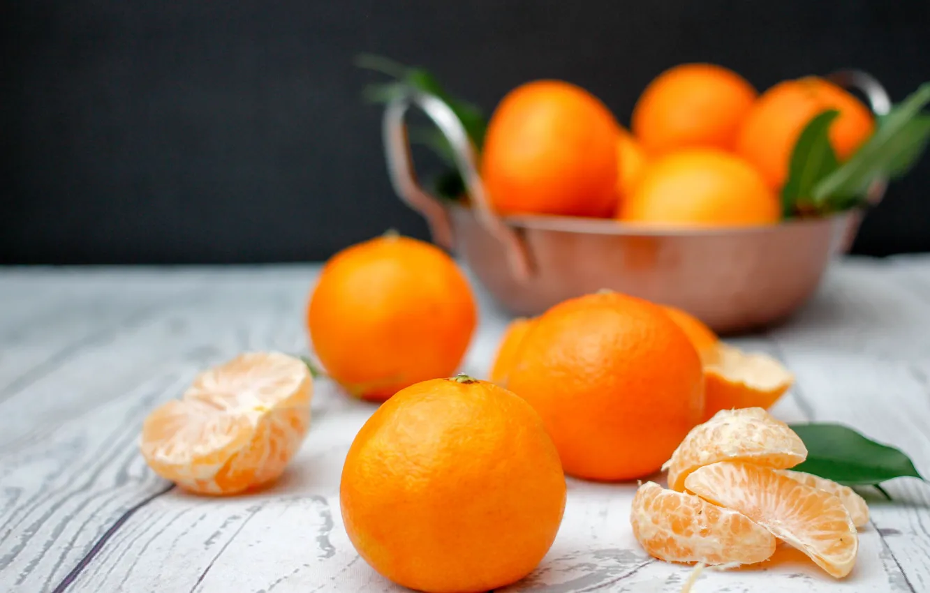 Photo wallpaper citrus, cinnamon, slices, tangerines