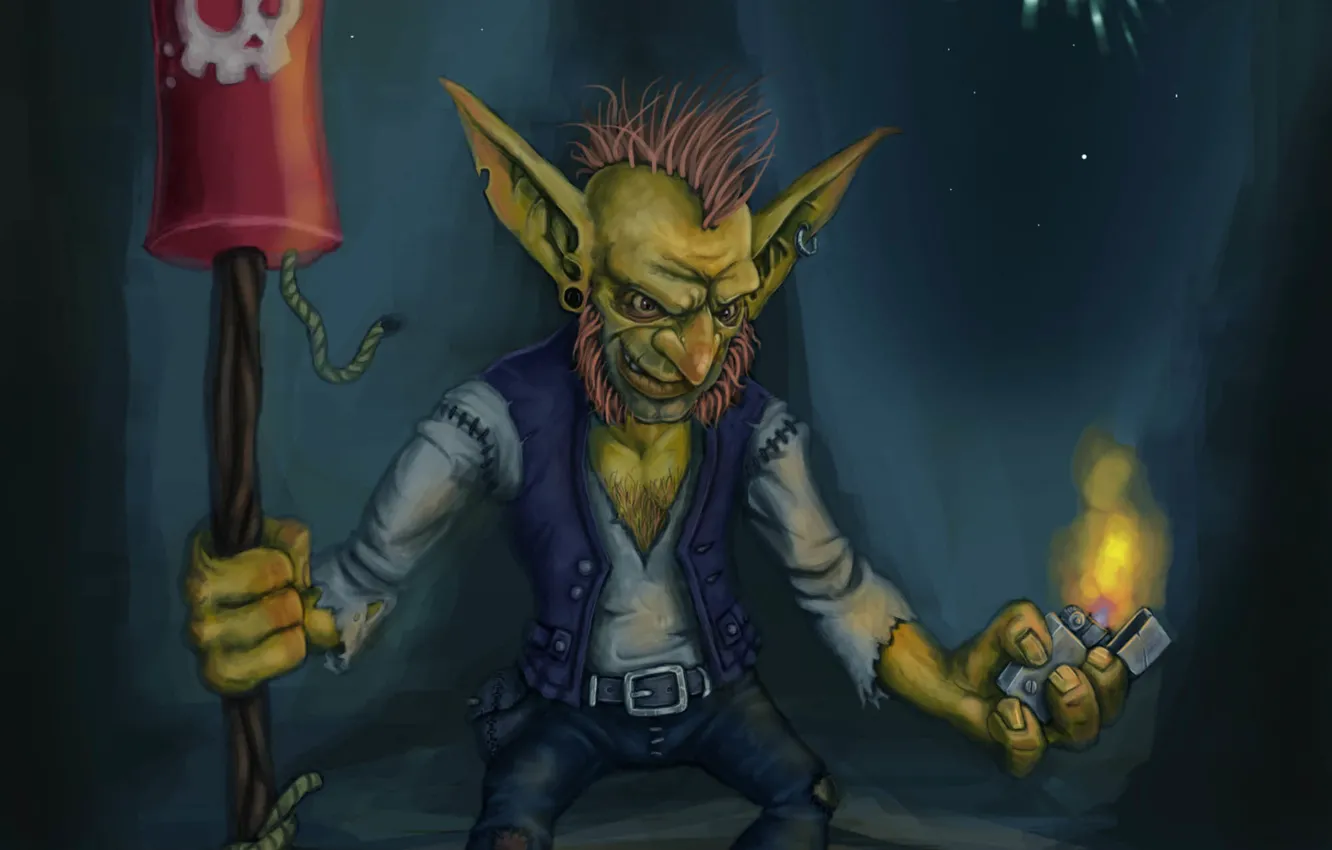 Photo wallpaper rocket, World of Warcraft, dwarf, the trick, Goblin