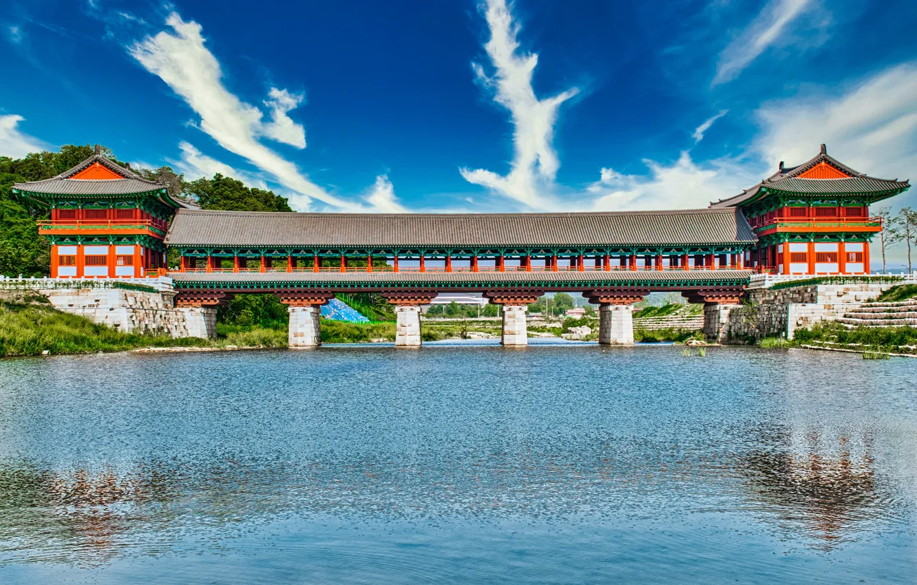 Photo wallpaper bridge, asia, asian, famous, historic, heritage, culture, gyeongju