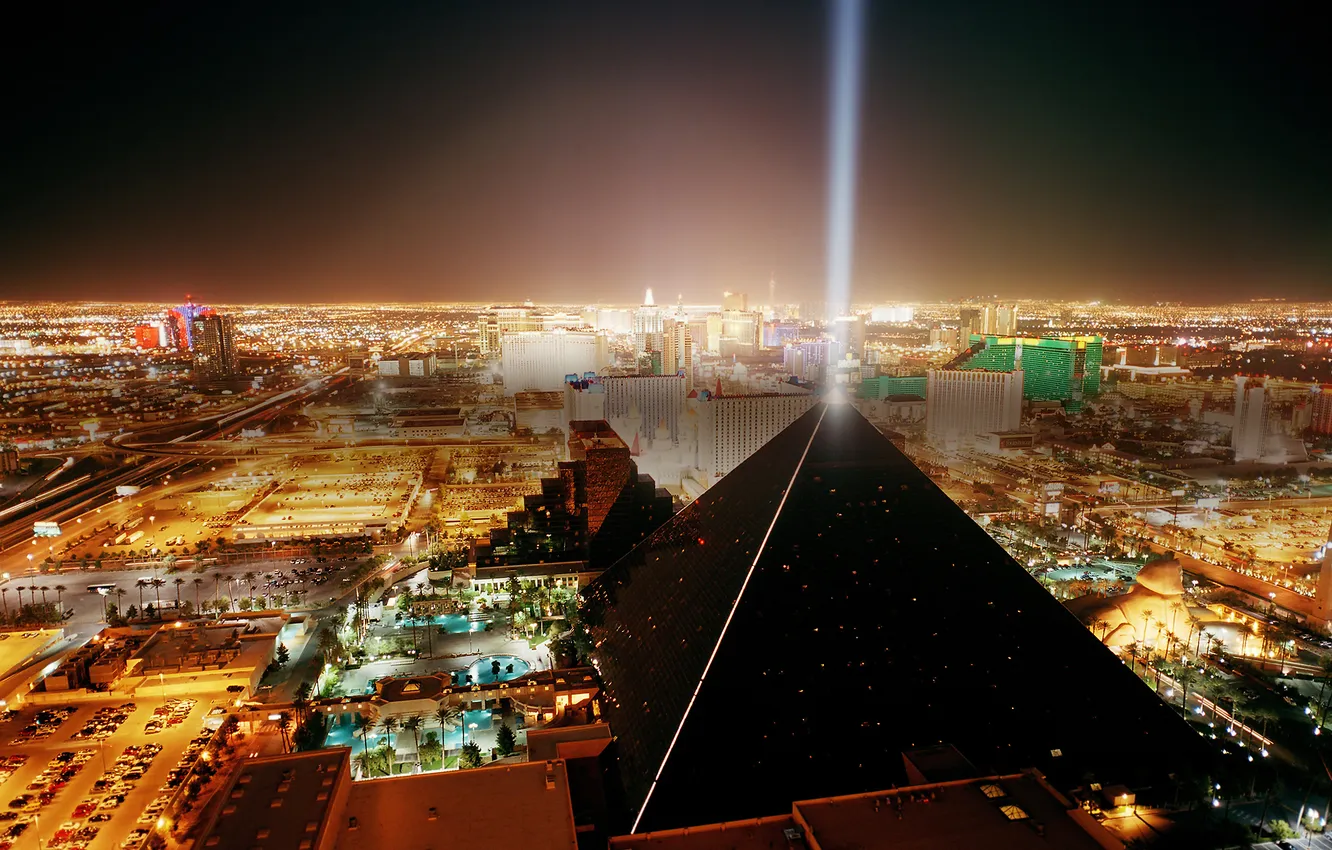 Photo wallpaper the sky, light, the city, street, pyramid, Las Vegas