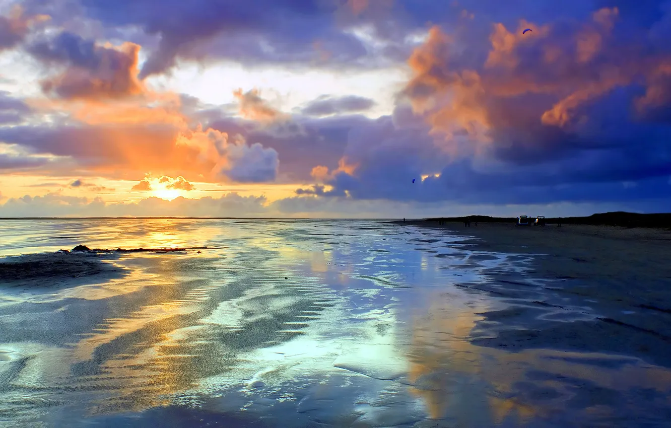 Photo wallpaper sand, the sky, color, landscape, sunset, nature, photo, background