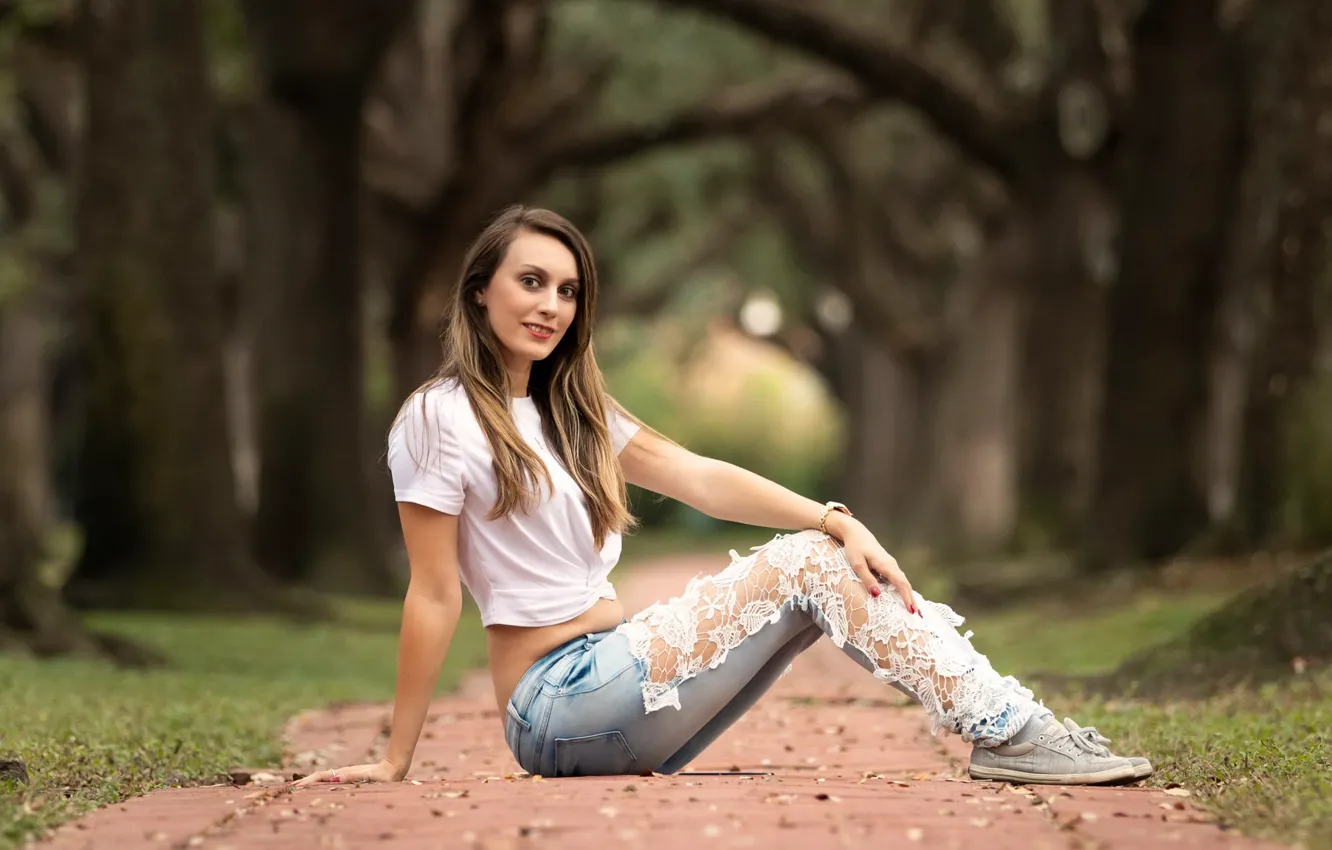 Photo wallpaper girl, pose, background
