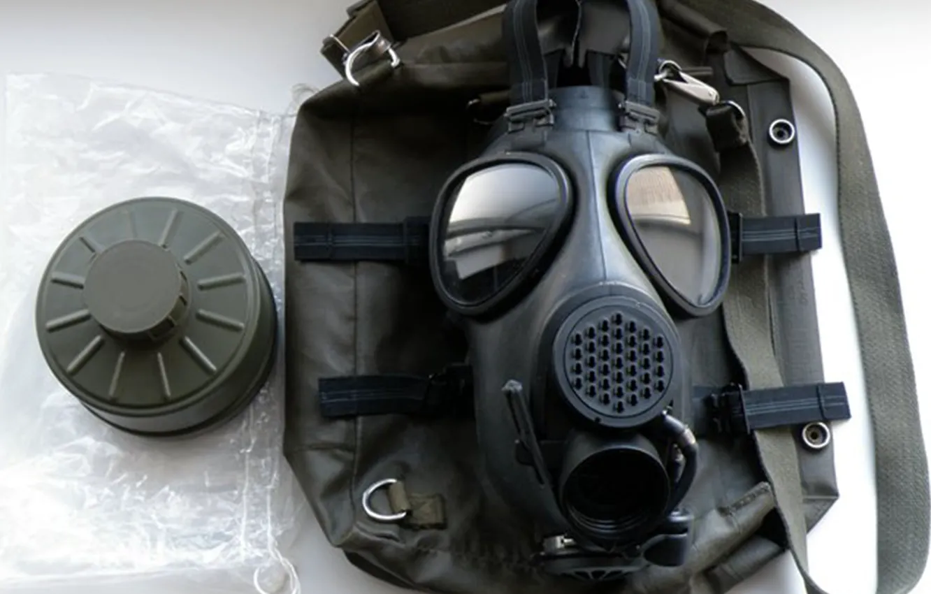 Photo wallpaper radiation, gas mask, chemical protection, series (007)
