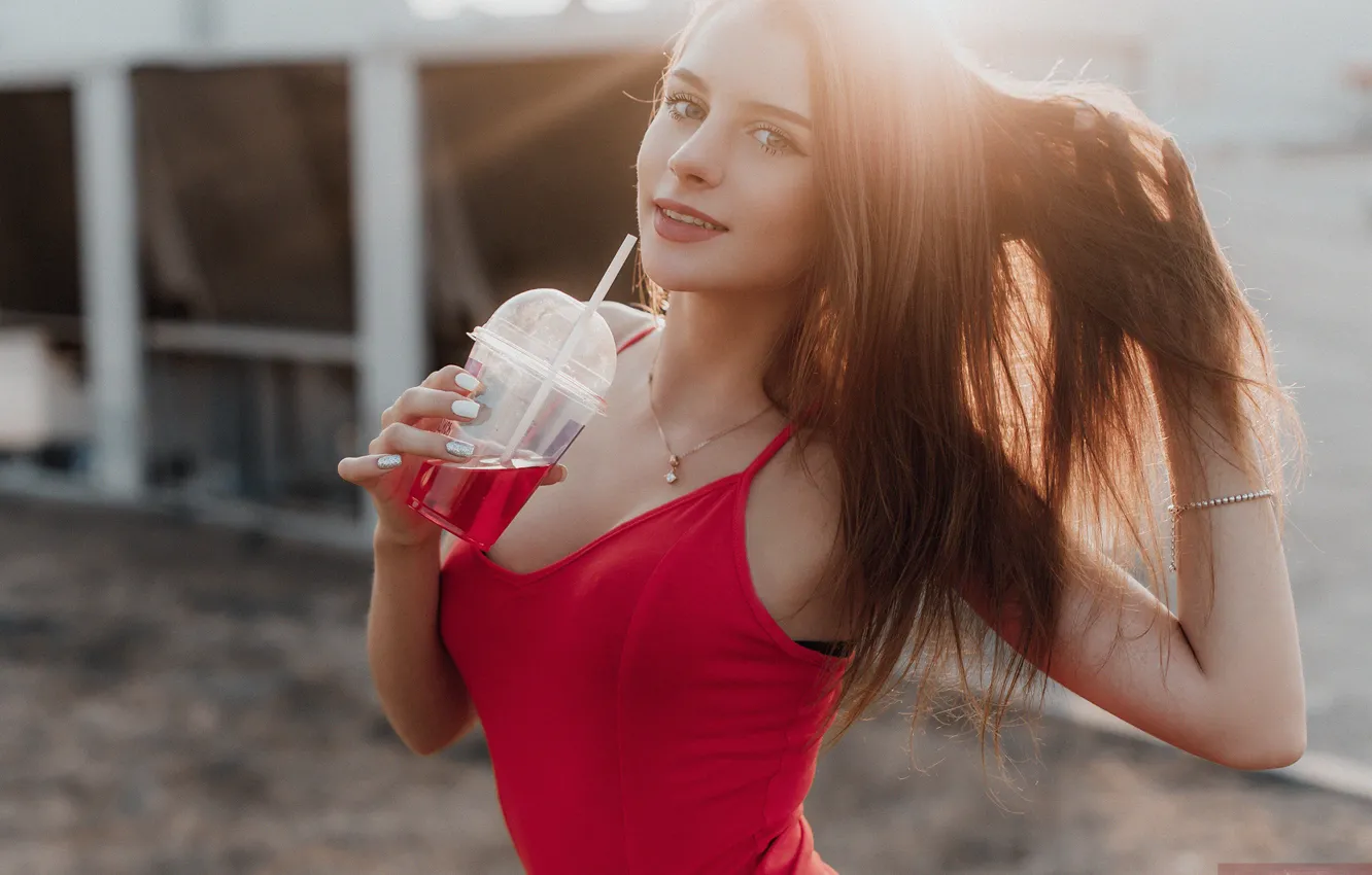 Photo wallpaper look, girl, face, pose, hair, topic, Cup, Andrey Popenko