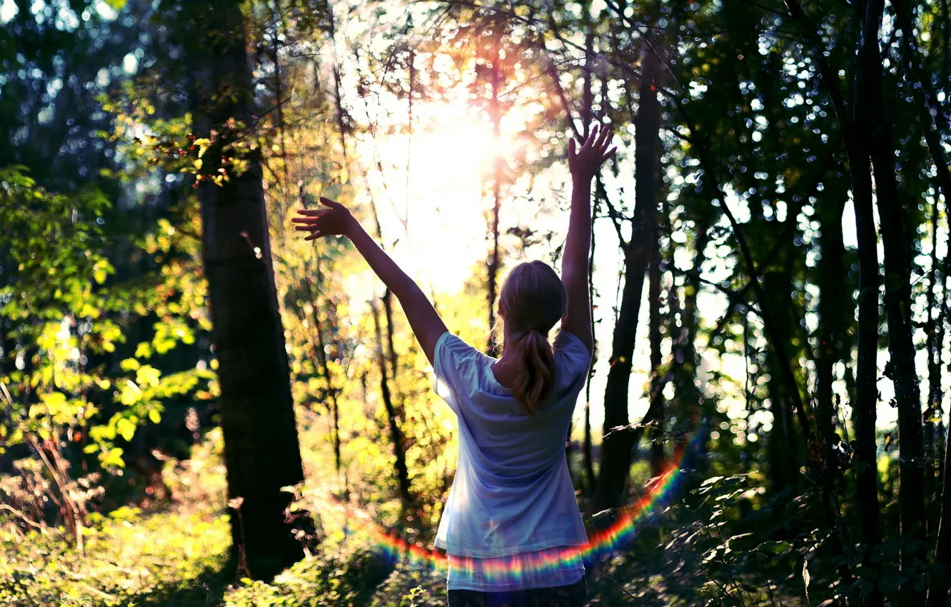 Photo wallpaper freedom, girl, light