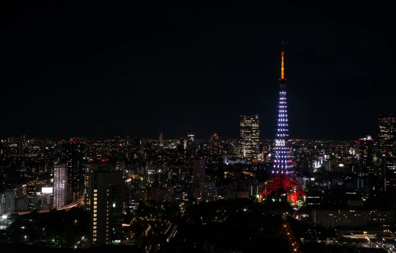 Photo wallpaper city, Tokyo, night