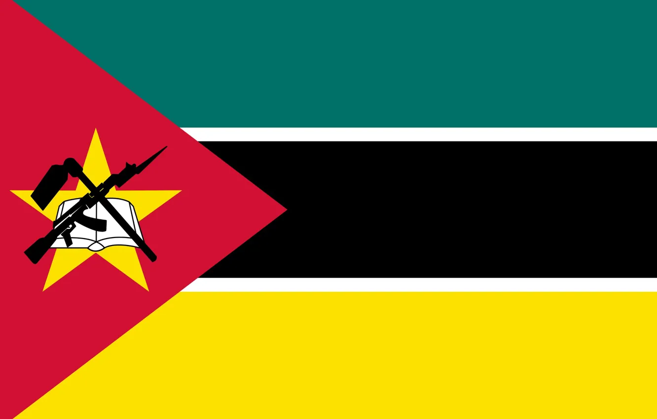 Photo wallpaper flag, AK 47, Mozambique