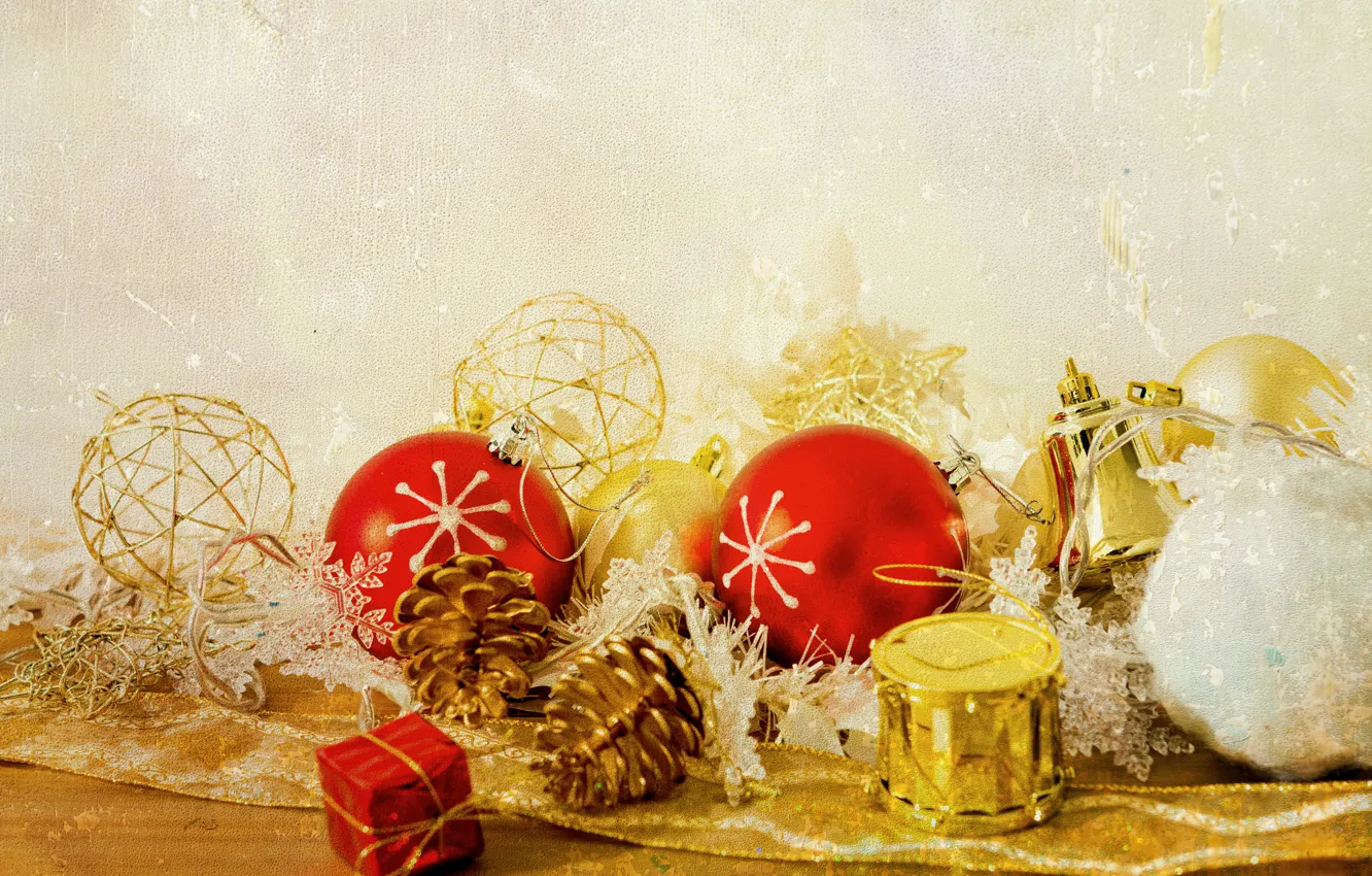 Photo wallpaper decoration, balls, toy, new year