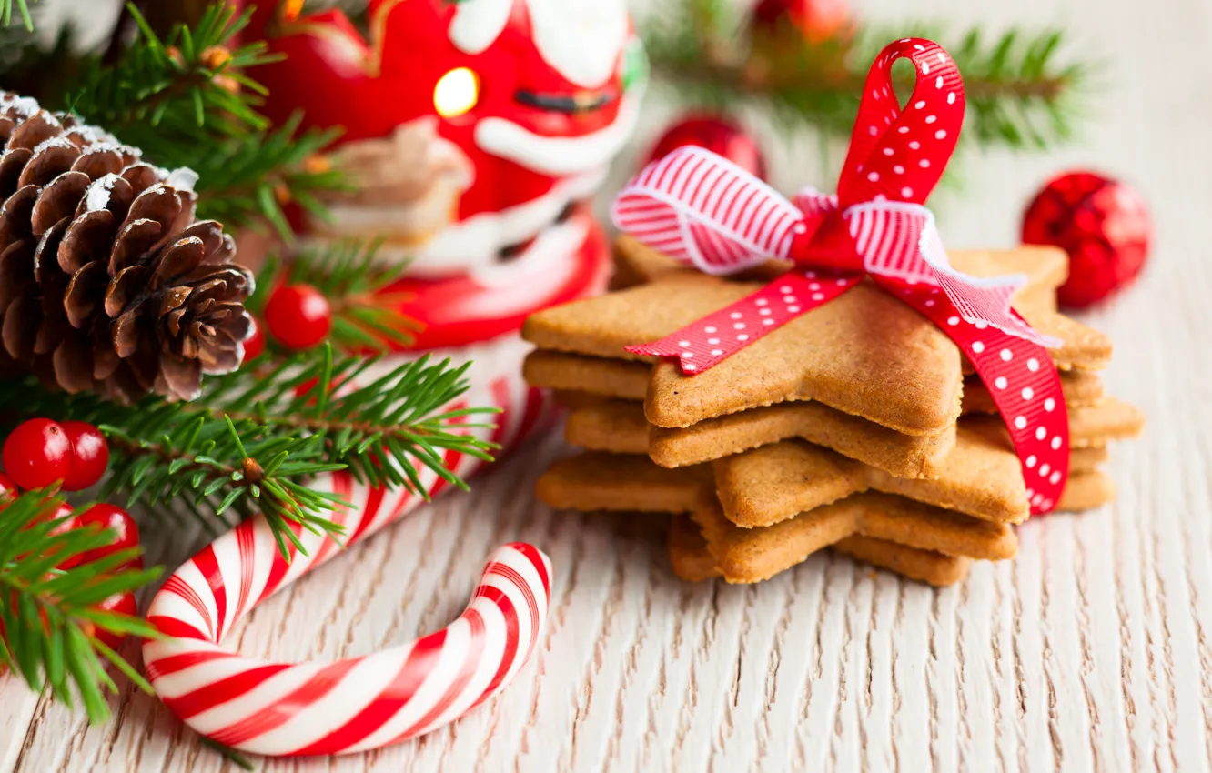 Photo wallpaper stars, branches, holiday, toy, new year, spruce, cookies, Christmas
