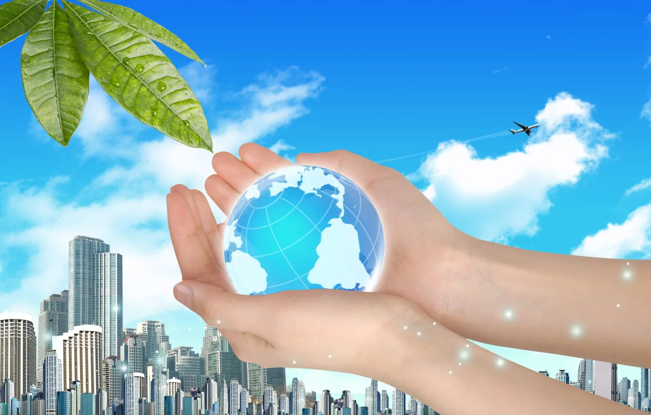 Photo wallpaper the city, earth, collage, planet, home, journey, tourism, palm