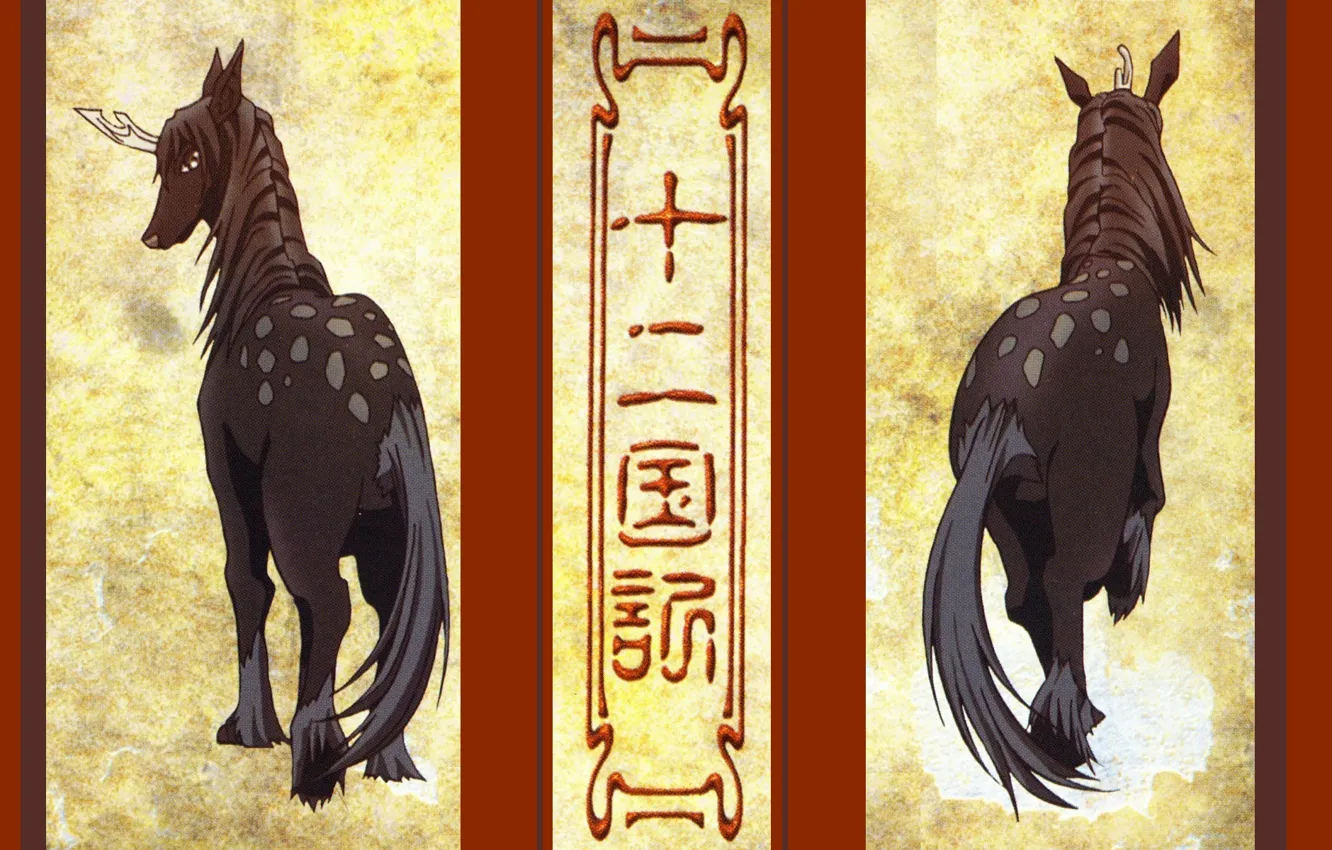 Photo wallpaper black, unicorn, tail, 12 kingdoms, the Twelve kingdoms, kirin, Taiki, by Akihiro Yamada