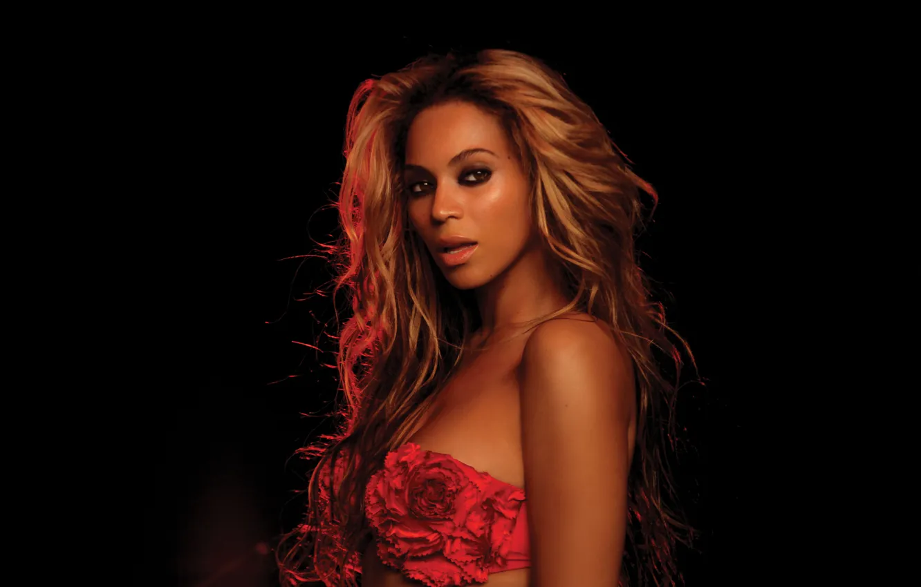 Photo wallpaper dark, dark, Beyonce Knowles, in red, in red
