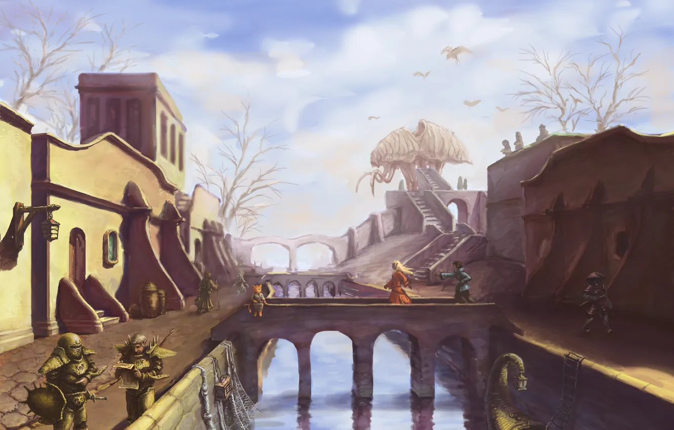 Photo wallpaper the city, figure, guardians, picture, The Elder Scrolls, Morrowind, Morrowind, balmora