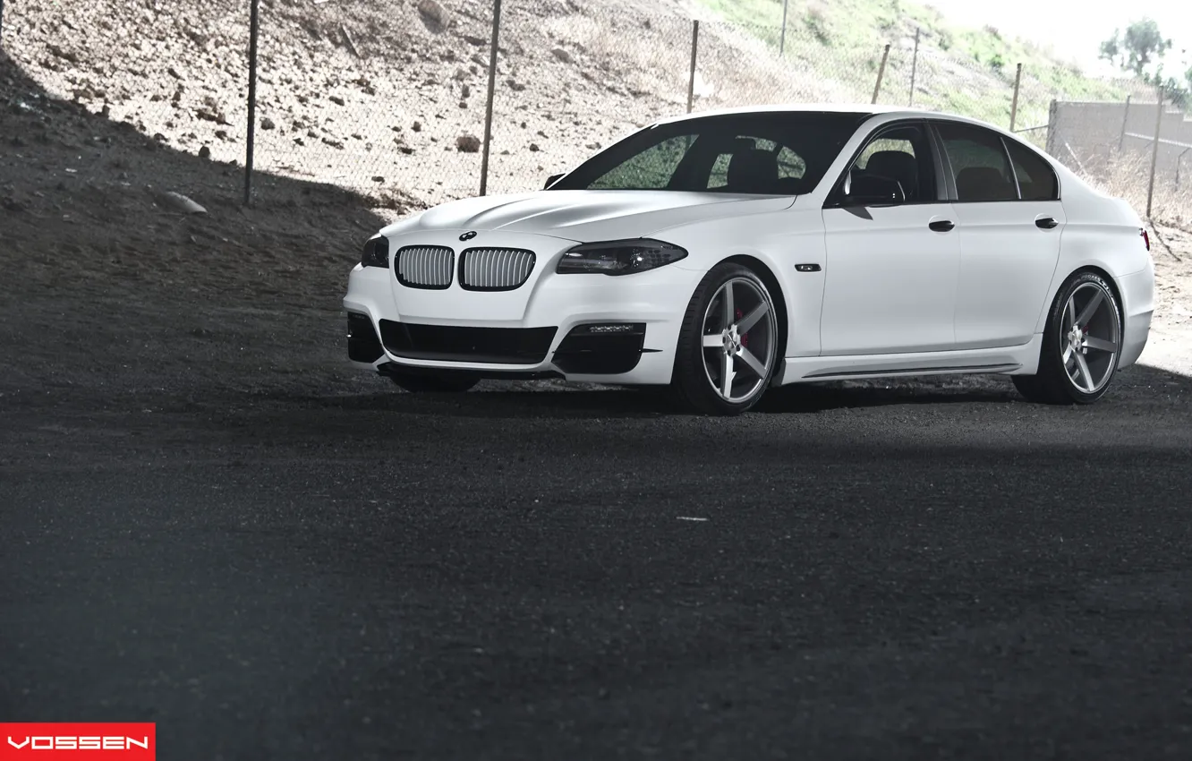 Photo wallpaper BMW, white, 5 series, f10, vossen