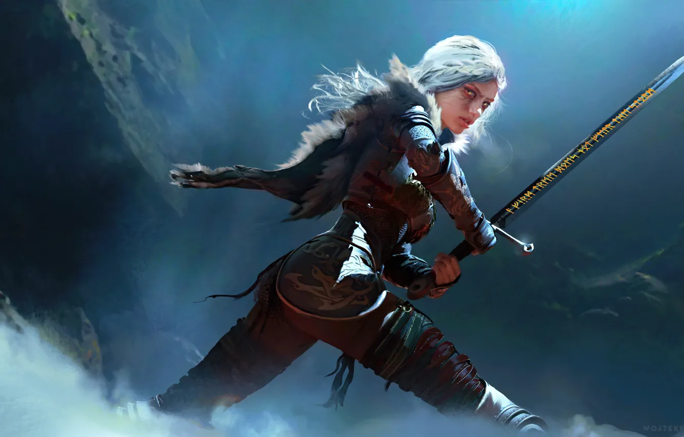 Photo wallpaper fog, daylight, CRIS, Cirilla Fiona Elen Riannon, legimacy sword, the warrior girl, the girl with …