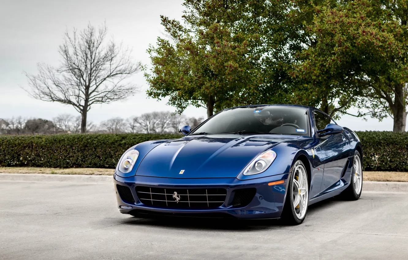Photo wallpaper Ferrari, Blue, GTB, 599