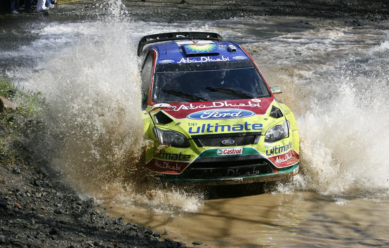 Photo wallpaper 2010, ford, rally, water, wrc, focus