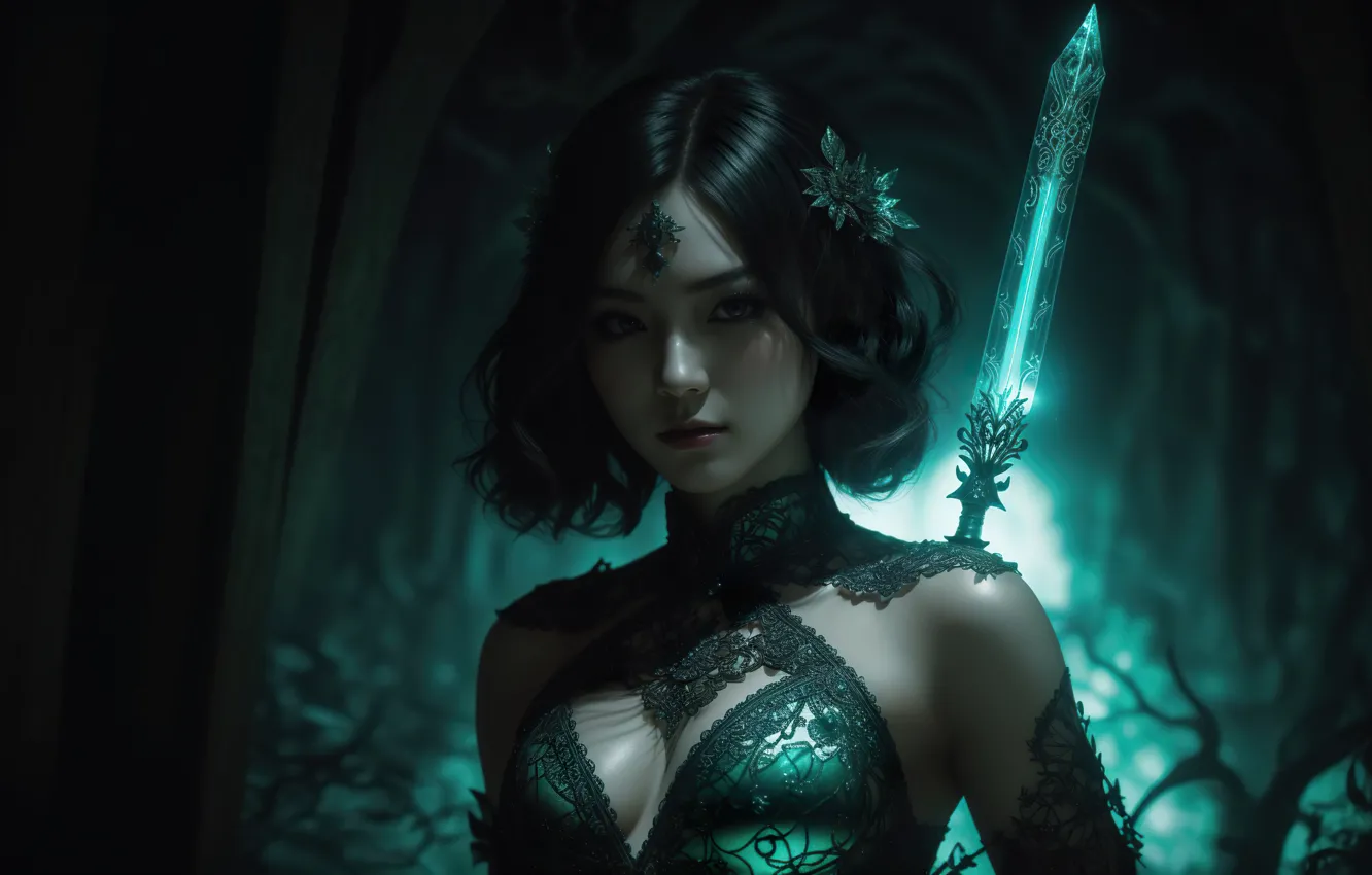 Photo wallpaper girl, fantasy, art, digital art, fantasy art, dungeon, Mystic, fantasy girl