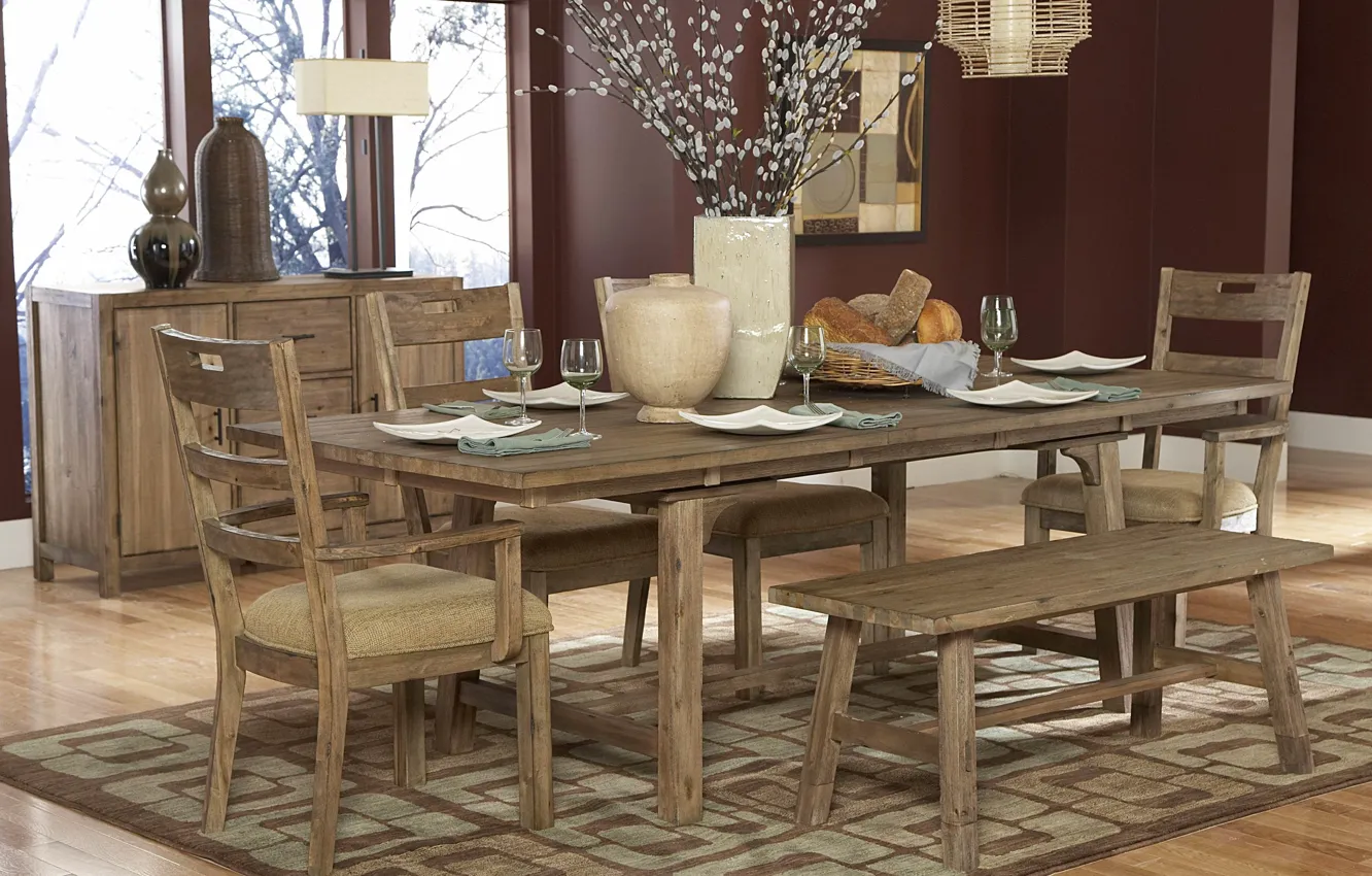 Photo wallpaper room, interior, dining room, Rustic Dining room