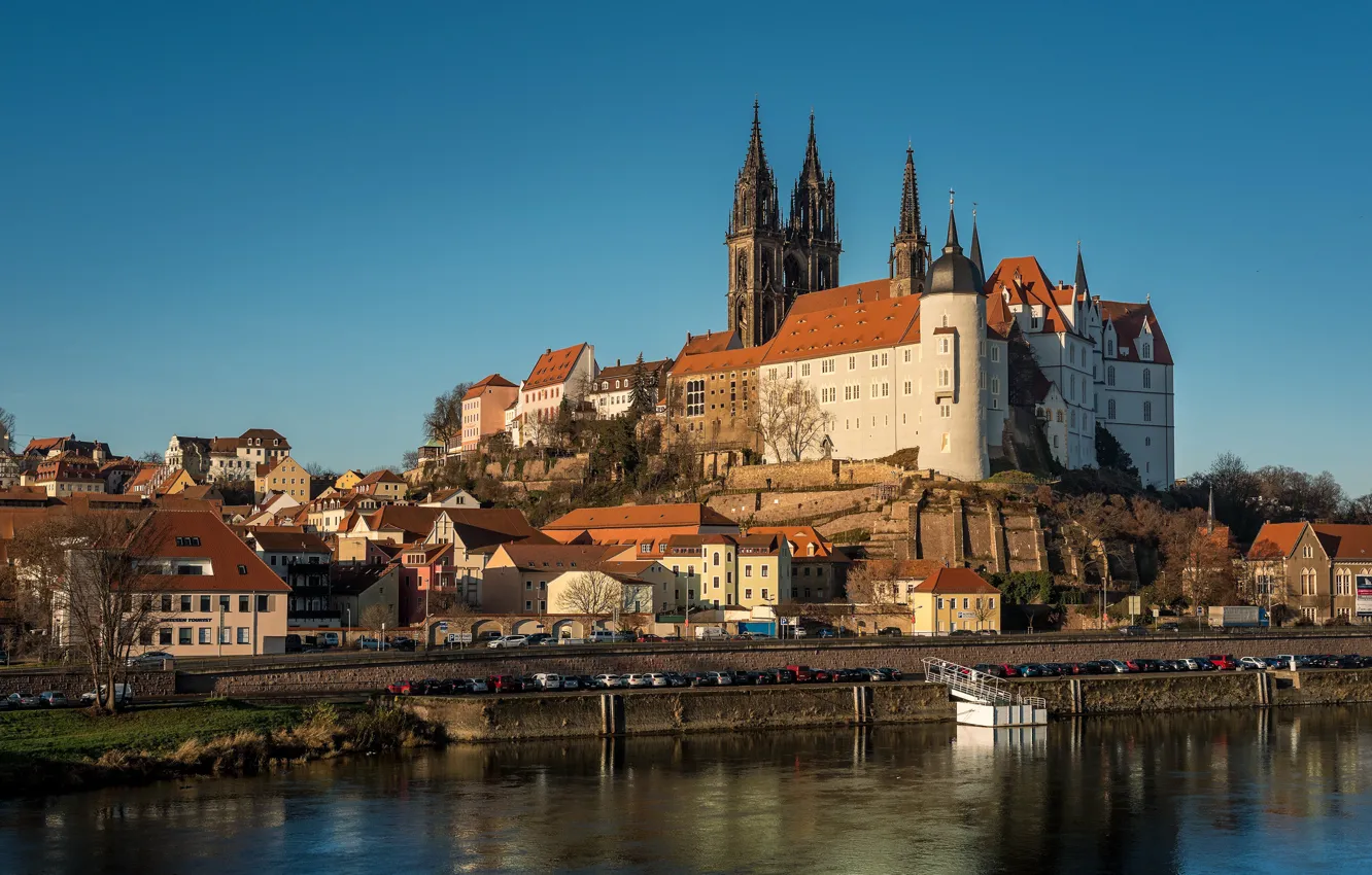 Photo wallpaper Germany, Cathedral, Meissen, Elbe River, Albrechtsburg castle