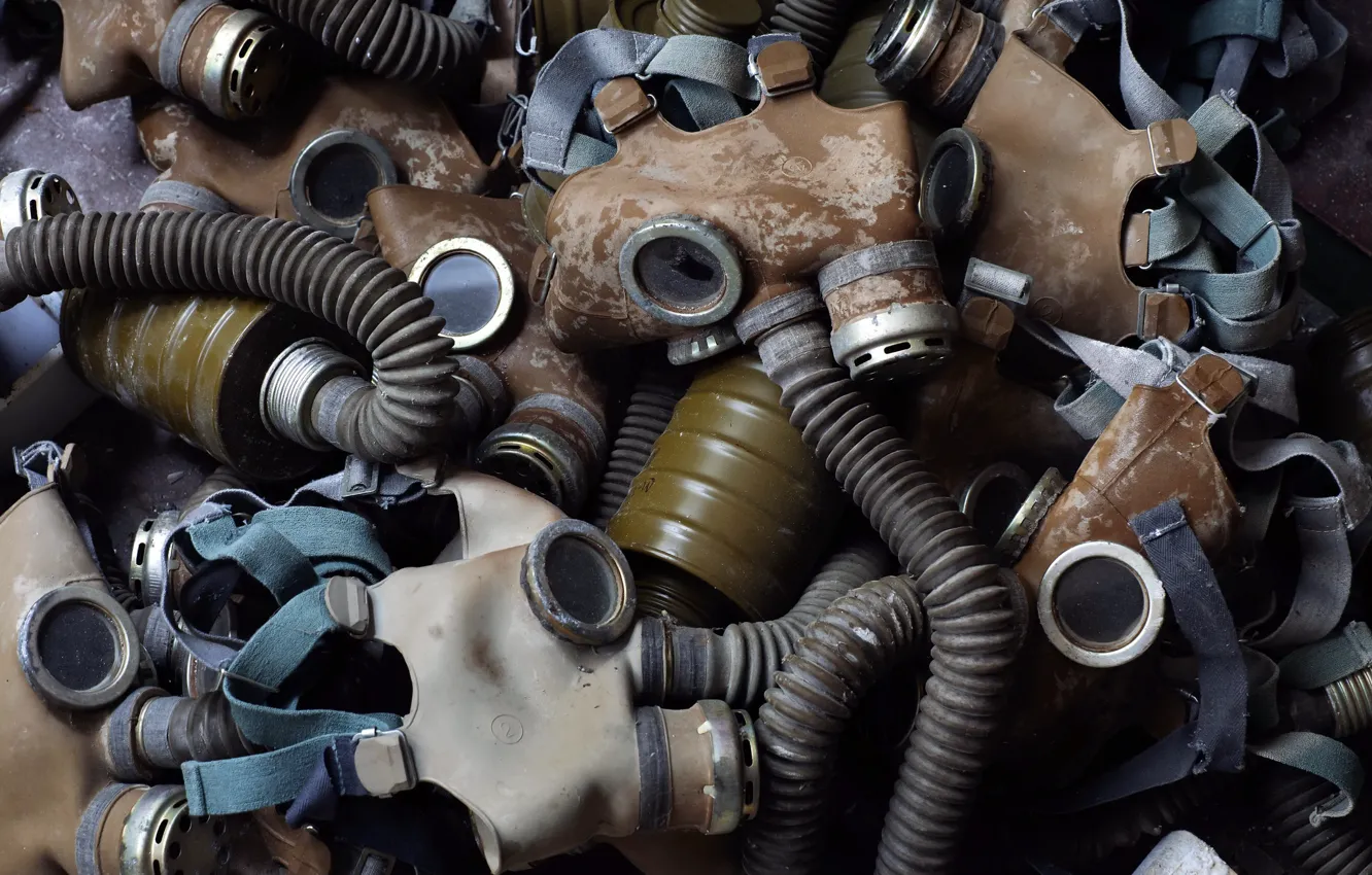 Photo wallpaper background, gas mask, stuff