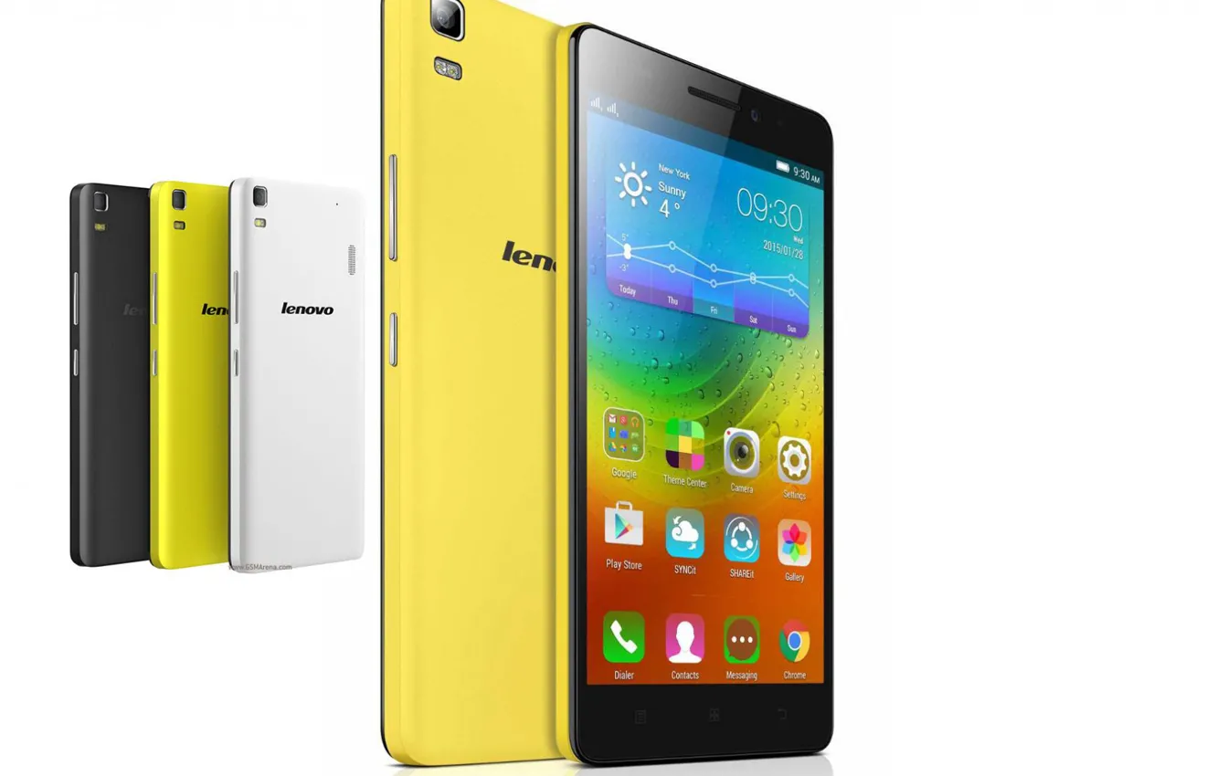Photo wallpaper white, yellow, black, Lenovo, smartfoni