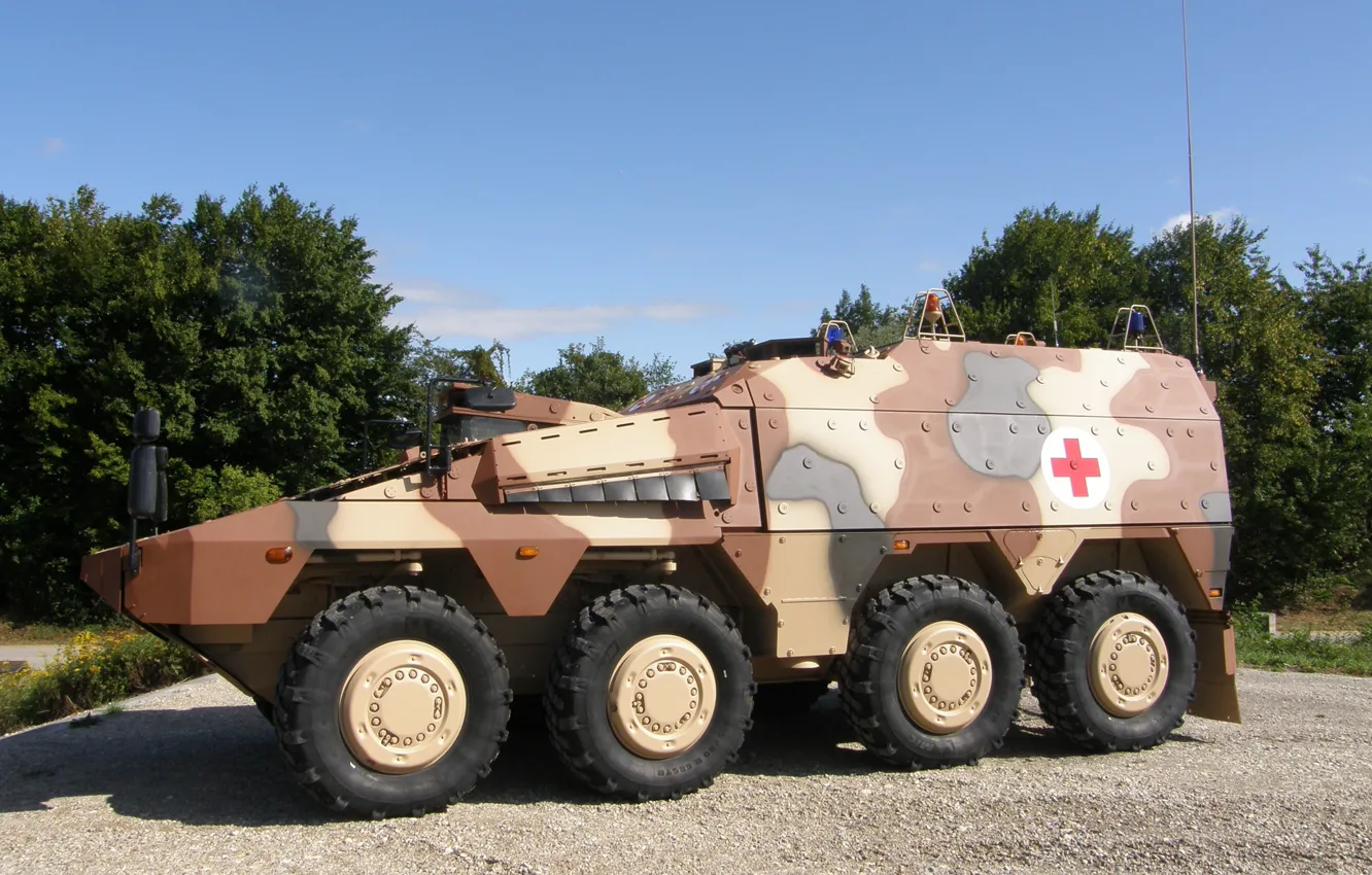 Photo wallpaper military, Boxer, armored, Ambulance, military vehicle, armed forces, Stand, war materiel