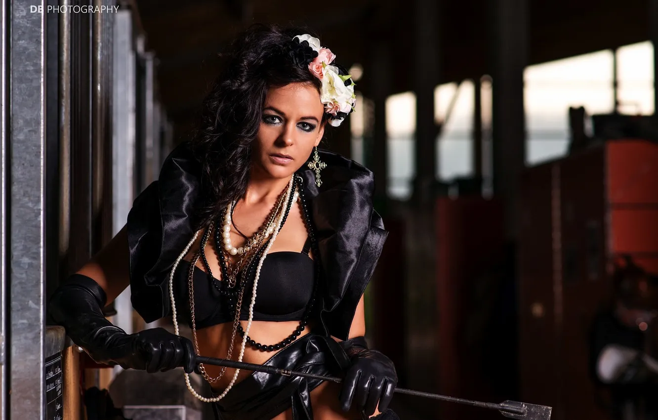 Photo wallpaper girl, bra, whip