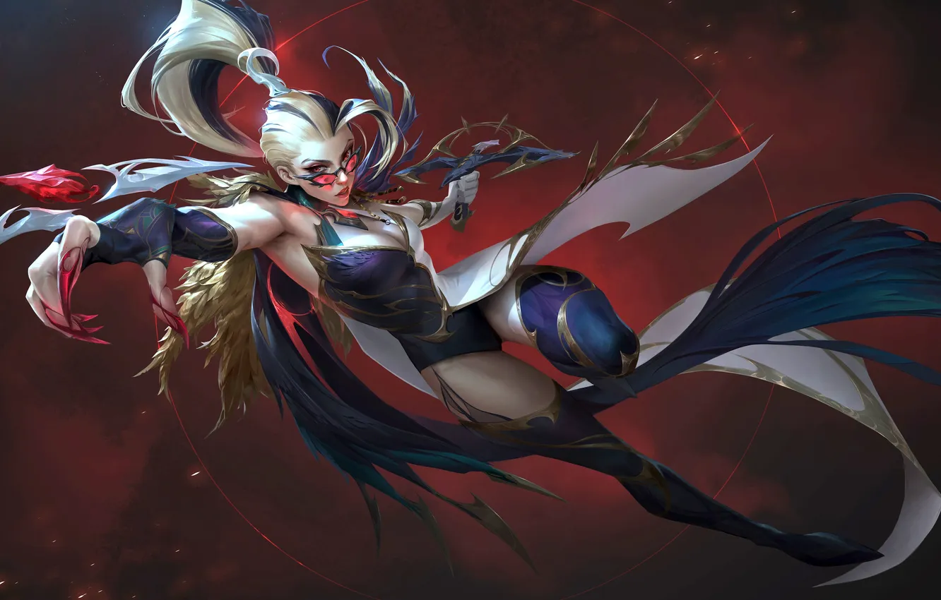 Photo wallpaper girl, fantasy, game, red eyes, League of Legends, digital art, fighting, artwork
