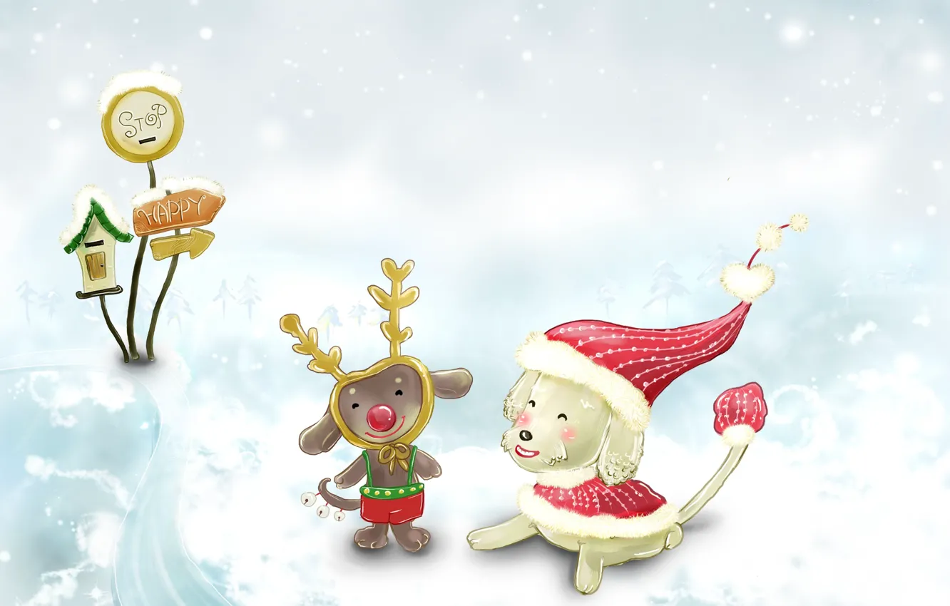 Photo wallpaper winter, snow, childhood, new year, tale