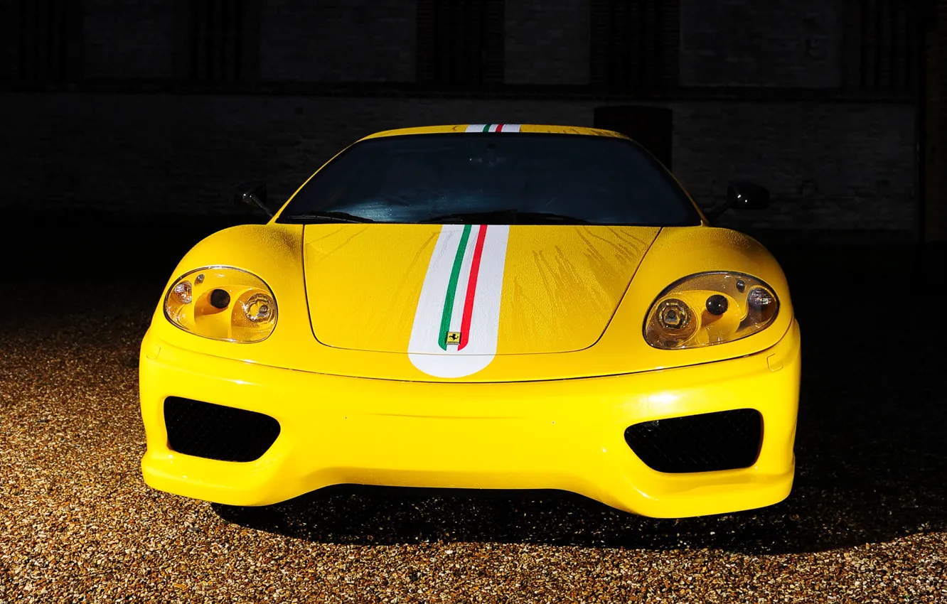 Photo wallpaper Ferrari, front view, 360, yellow, ferrari 360, challenge_stradale