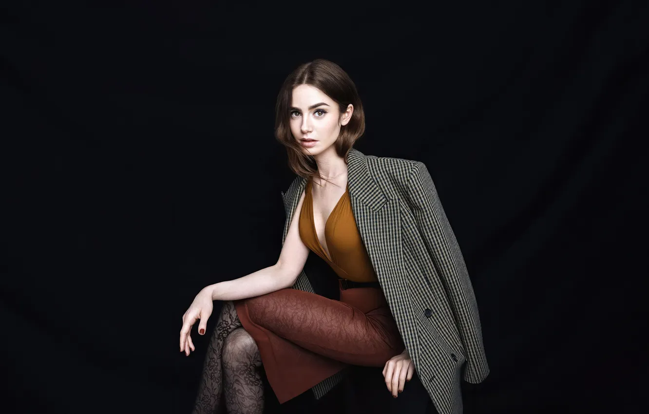 Photo wallpaper girl, beautiful, actress, elegant, Lily Collins, adorable