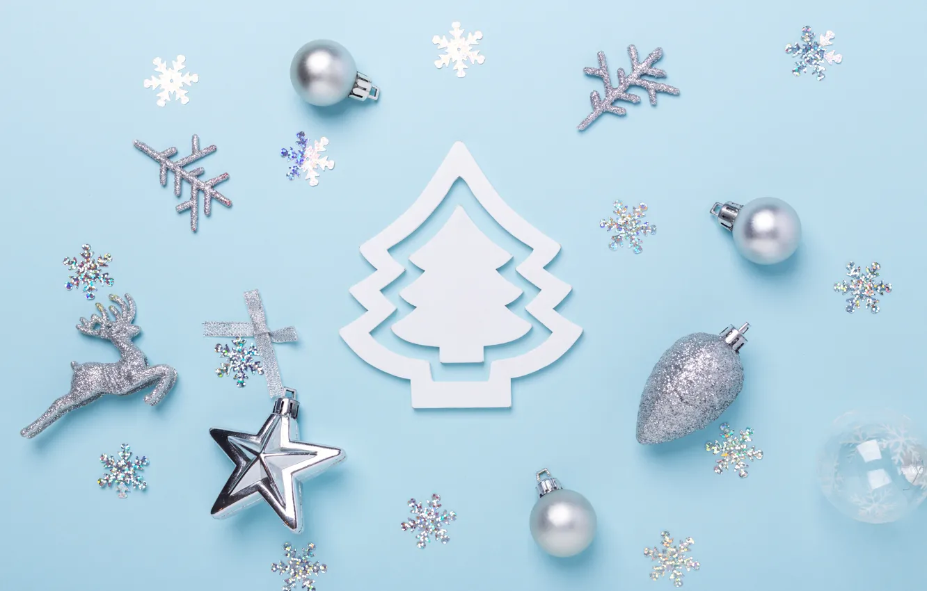 Photo wallpaper background, blue, toy, new year, composition, ELIZAVETA ELESINA