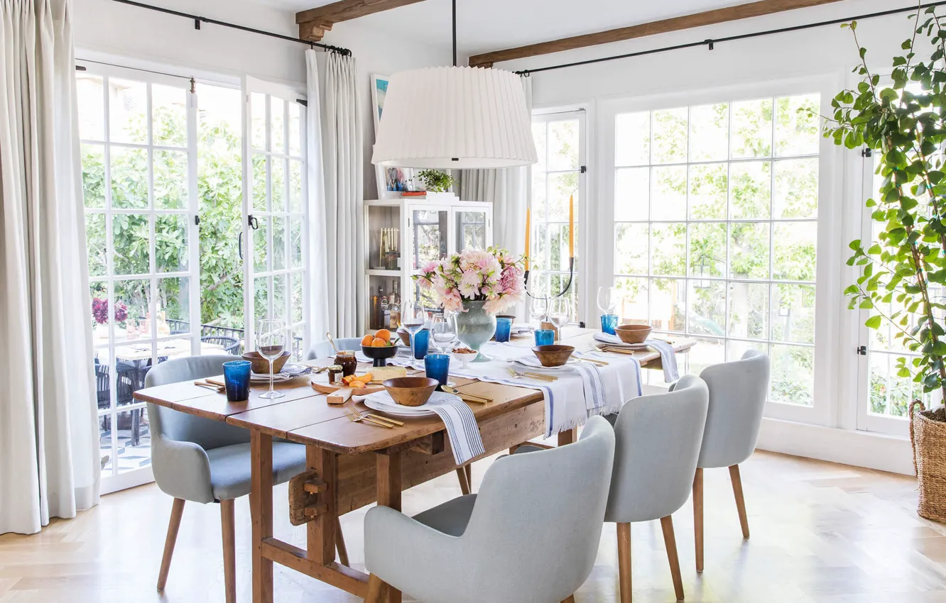 Photo wallpaper design, style, interior, dining room, Modern English Cottage