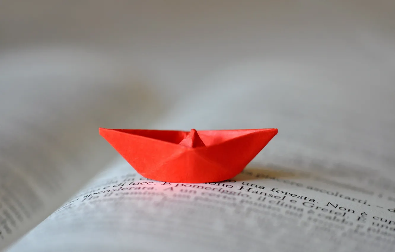 Photo wallpaper book, boat, origami
