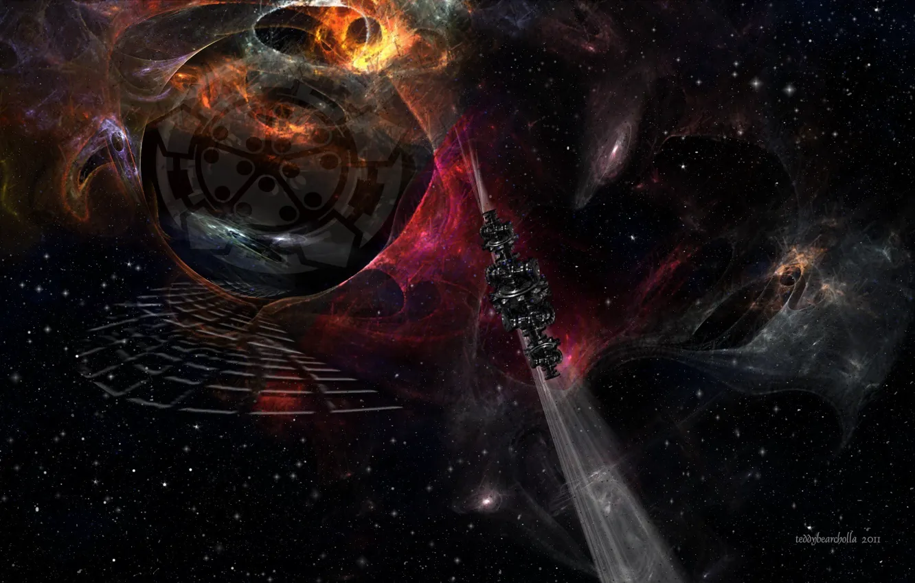 Photo wallpaper space, stars, rays, nebula, planet, galaxy, stargate SG2