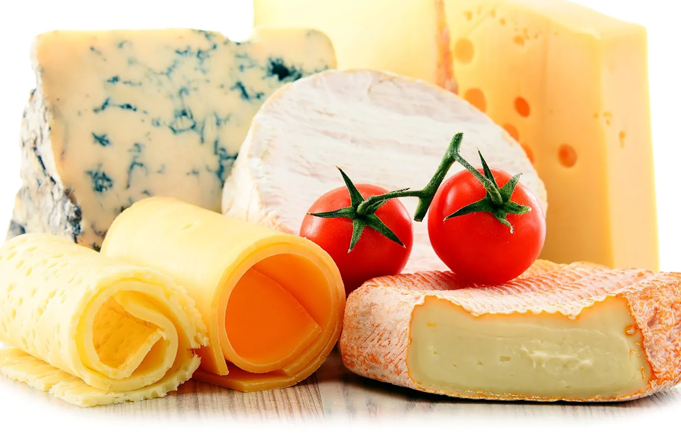 Photo wallpaper cheese, still life, tomatoes