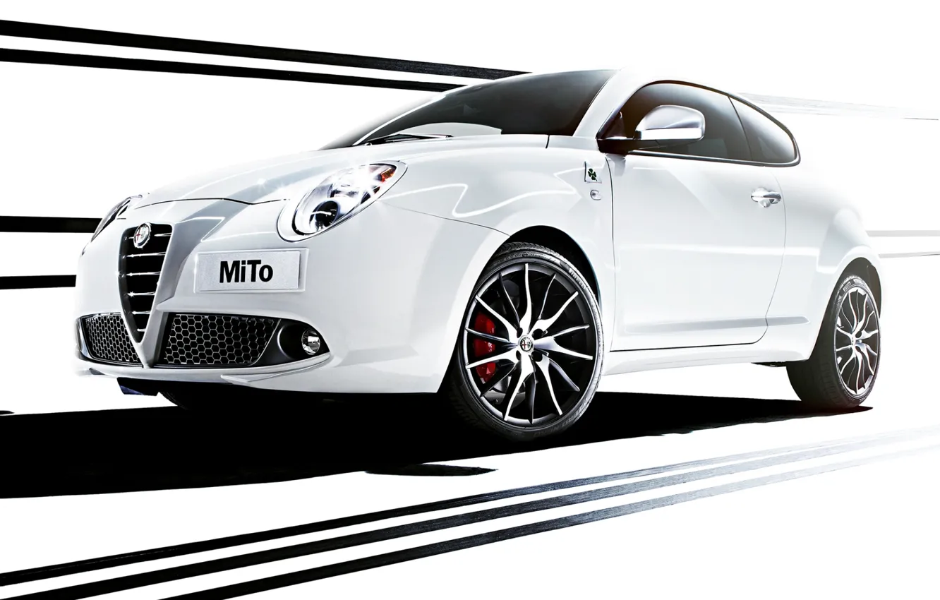 Photo wallpaper Alfa Romeo, MiTo, the front, Verde, Four-leaf clover, Alfa Romeo, Mi Tu