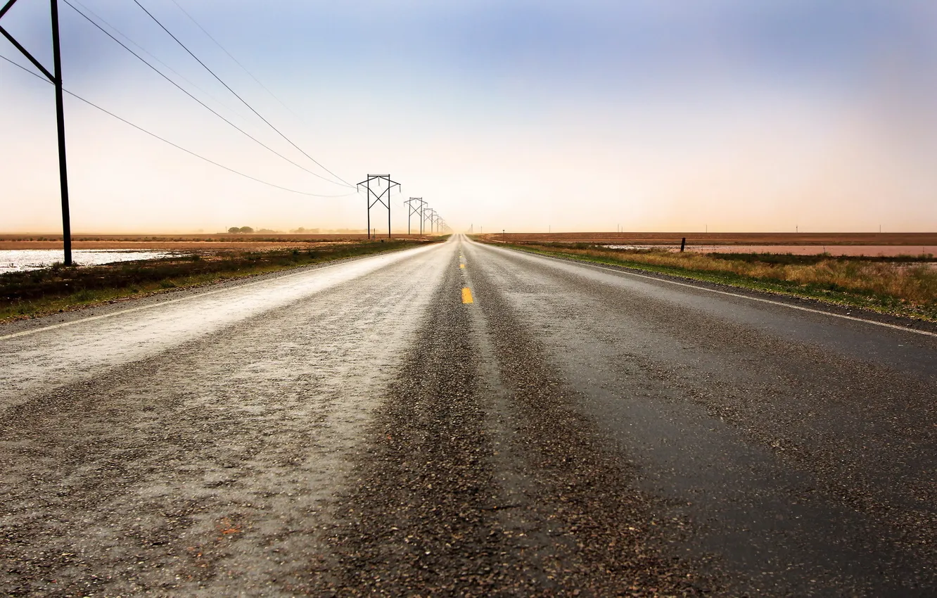 Photo wallpaper road, field, landscape