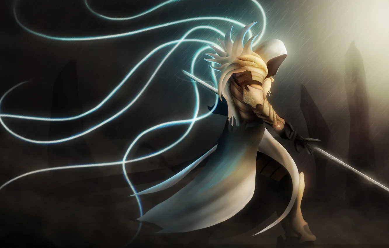 Photo wallpaper wings, sword, diablo, fan art, Tyreal