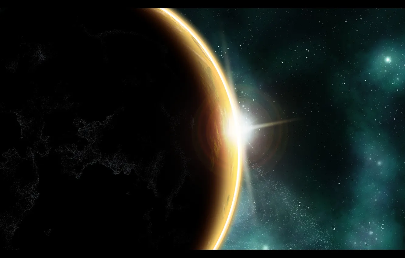 Photo wallpaper the sun, surface, sunrise, planet, the atmosphere, continents