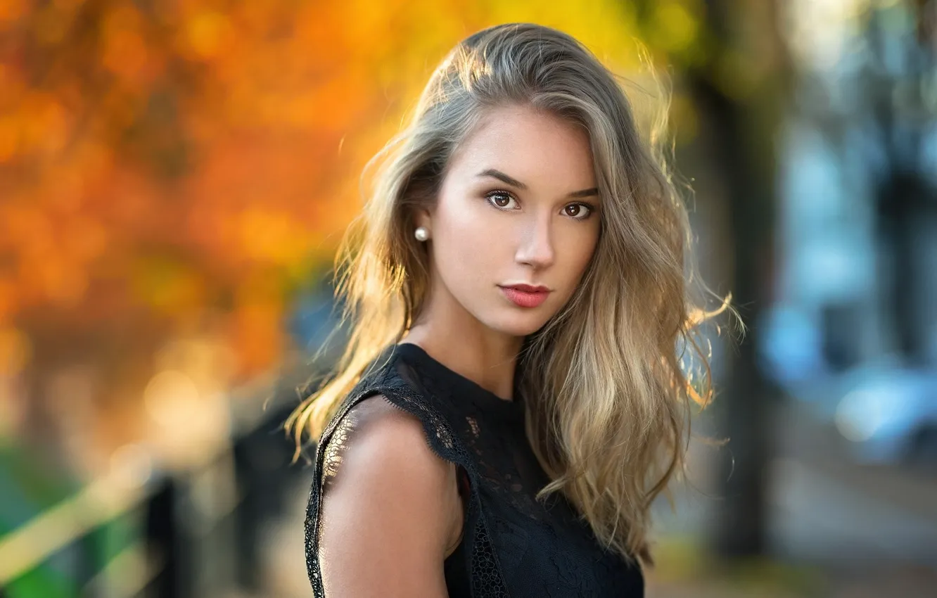 Photo wallpaper look, girl, portrait, bokeh, Claire, Lods Franck