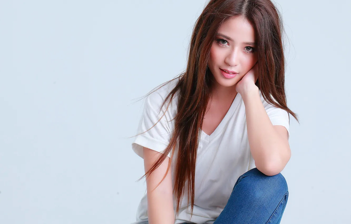 Photo wallpaper look, girl, background, hair, beauty