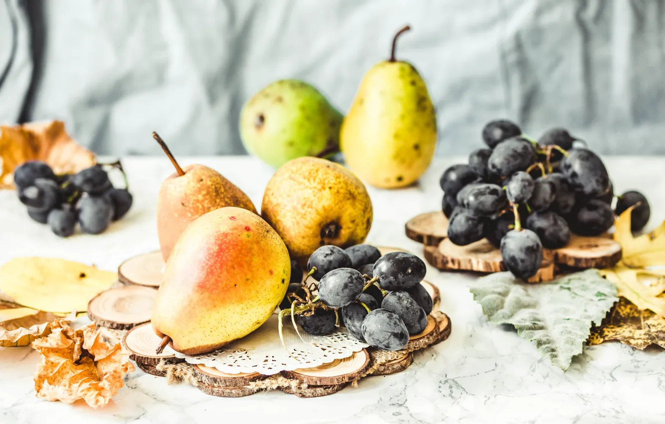 Photo wallpaper grapes, fruit, pear
