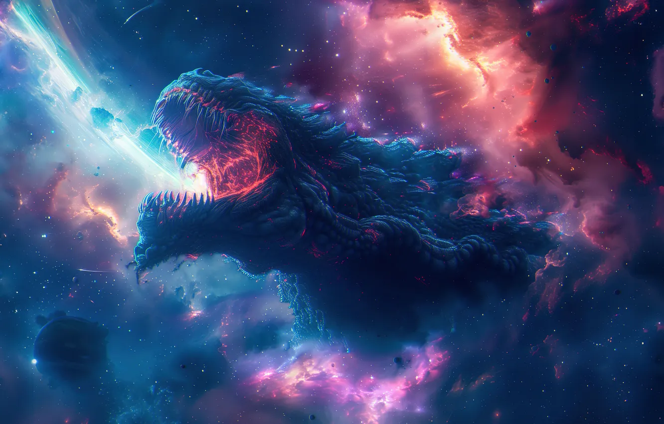 Photo wallpaper monster, Godzilla, Gull, AI Art